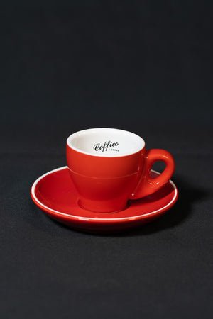 COFFICO CUPS AND SAUCERS - RED